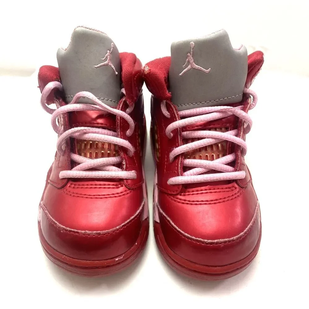 Nike Air Jordan 5 Retro (TD) Valentines Day Sz 6.5C Toddler 440890-605‎ Red Pink